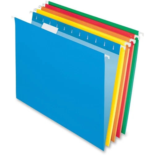 Durable Letter Size Hanging File Folders - Recycled Material, 25 Assorted