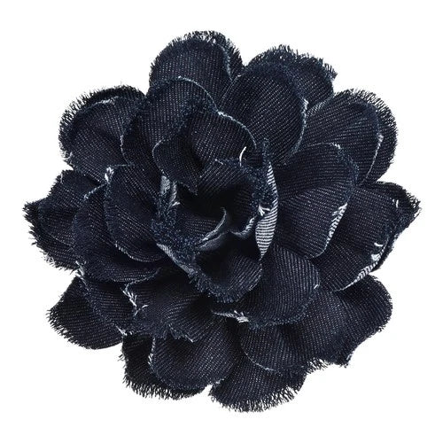 Denim Fabric Flower Brooch, Large Big Brooch Fashion Handmade Cloth Rose Flower