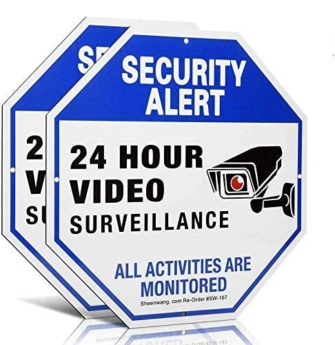 2-Pack Security Camera Sign, Video Surveillance Signs Outdoor, UV Printed 40 Mil