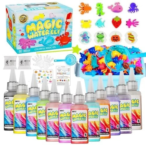 Magic Water Toy Elf Kit,Aqua Fairy Water Gel Kit 12 Magic Gels &12 Molds Make...