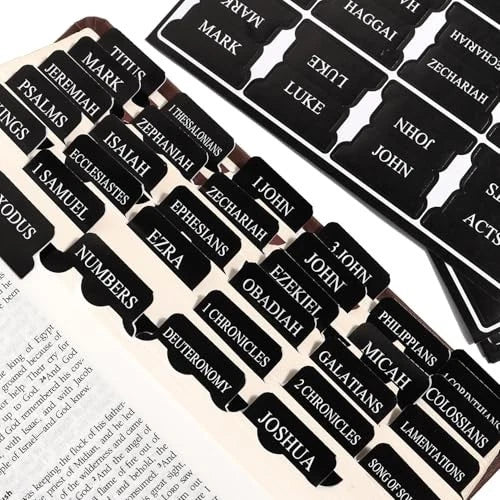 Black Bible Tabs for Men Paper Index Tabs for Scripture Study & Chapter
