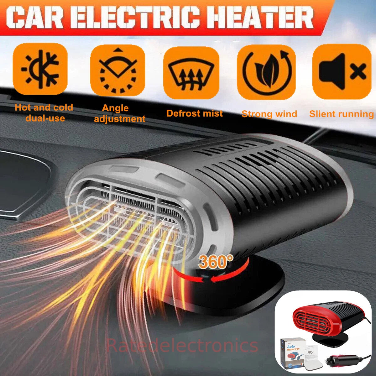 1000W Portable Heater Heating Cooling Fan Defroster Demister Car Truck SUV 12V