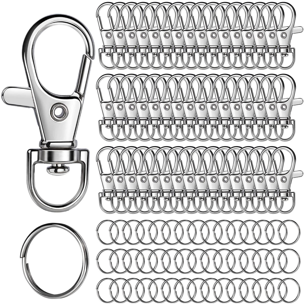 100PCS Lobster Claw Clasps and Key Rings, Keychain Making Kit - 50PCS Keychain C