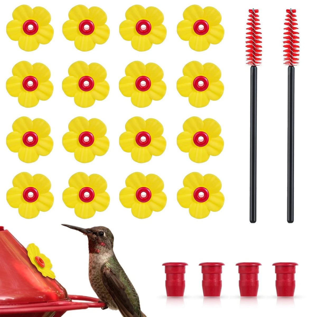 16 Pieces Hummingbird Feeders Replacement Flowers, Pet Hummingbird Feeder Parts