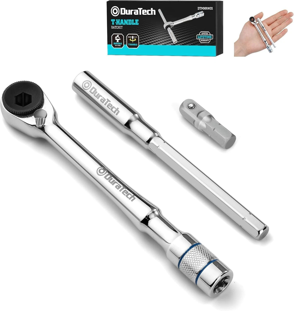 1/4 T-Handle Ratchet, Mini Ratchet Wrench with Hex Bit Extension Set, Compatibl