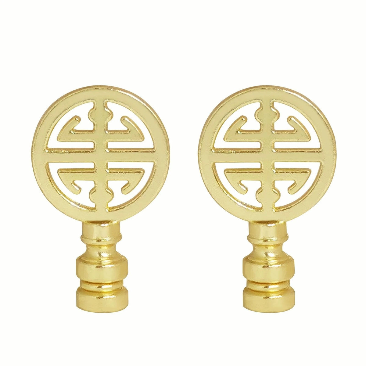 Oriental Lamp Finial Knobs, Happiness Symbol Decoration, Set of 2 (Brass)