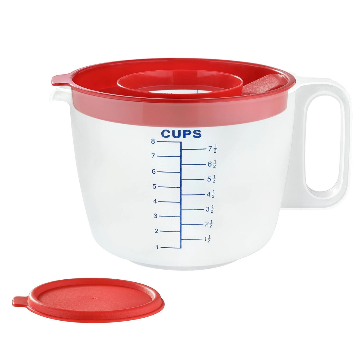 8 Cup Measuring Cup & Mixing Pitcher with Handle and Spout, Splatter-Free Lid...
