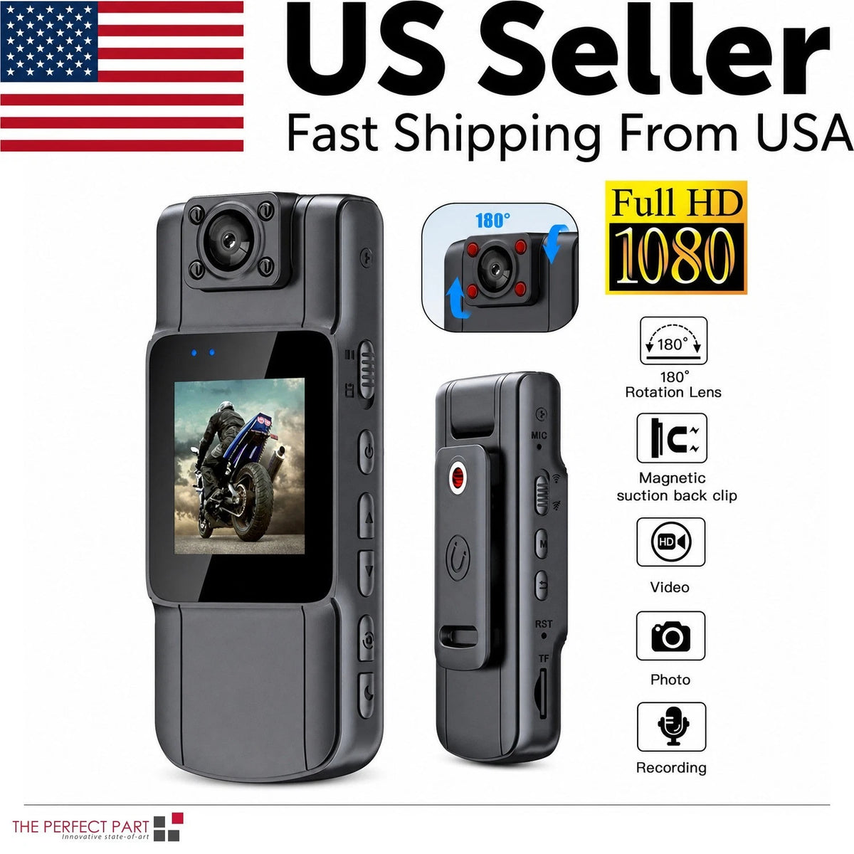 20 Hour 1080P Camcorder Mini Police Body Camera HD 180?Video DVR IR Night Cam