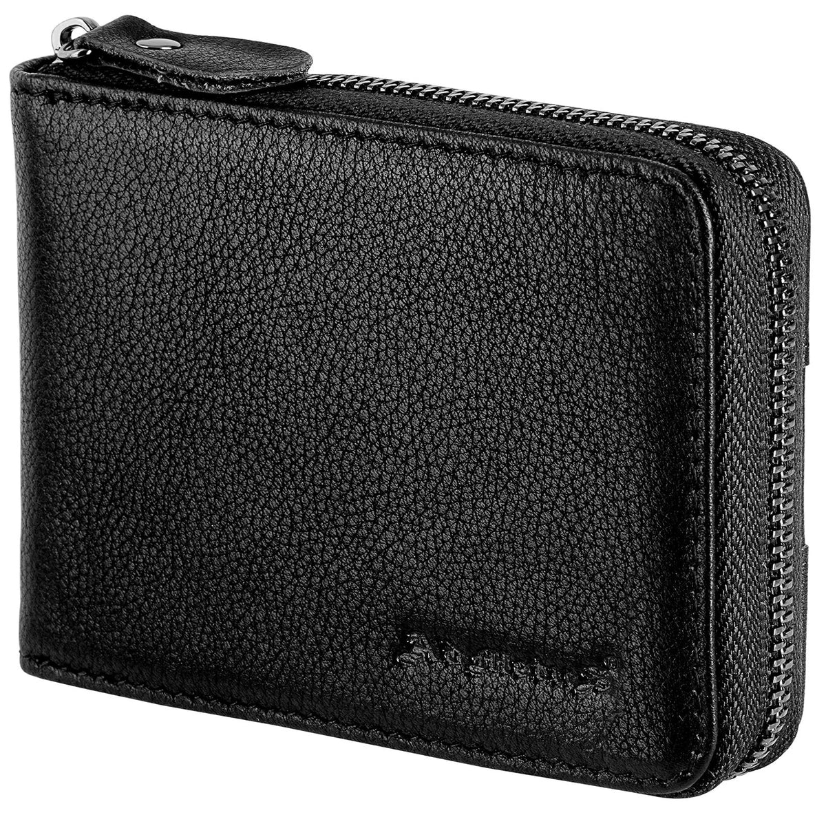 Admetus Men'S Zipper Wallet Leather Bifold Wallets Slim RFID Blocking Zip around