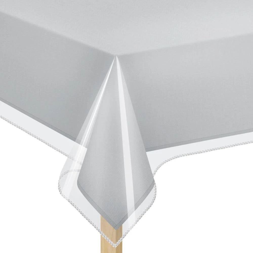 Clear Plastic Table Cover Protector 100% Waterproof Table Protector Crystal Clea