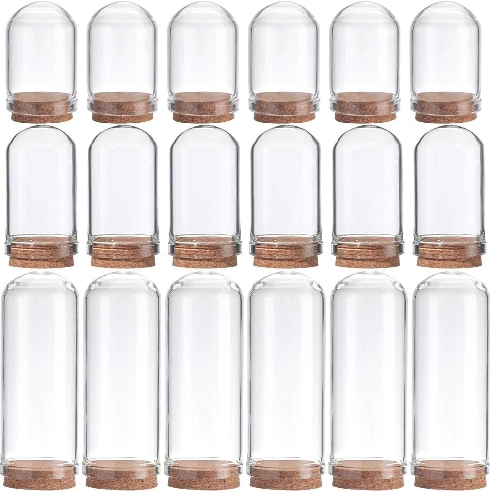 SUNNYCLUE 12Pcs Cloche Bell Jar Display Case Glass Display Dome with Wood Base 1