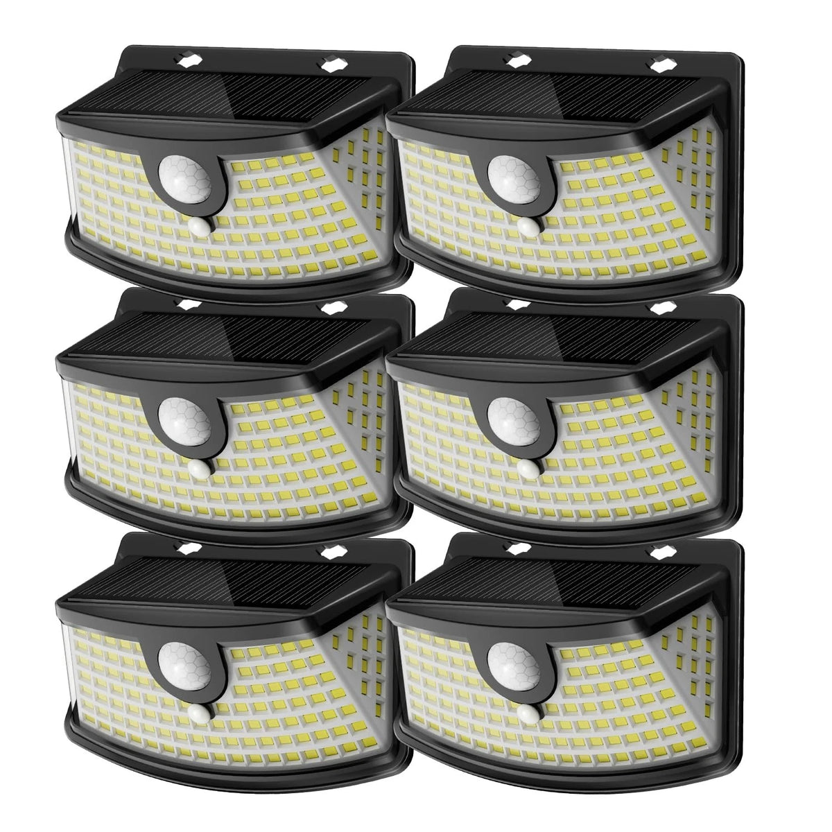 Aootek New Solar Motion Sensor Lights 120 6 Pack, Black Shell-Daylight White