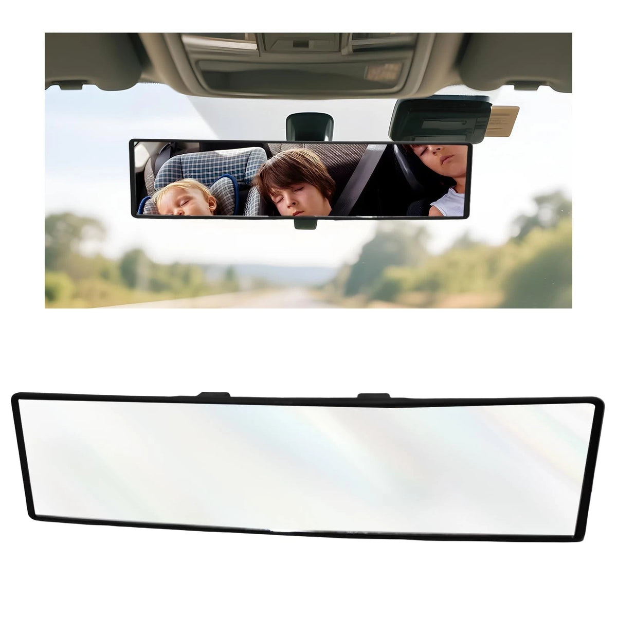 Rear View Mirror, 11.4 Inch Large View Panoramic Convex Mirrors to Reduce Blind