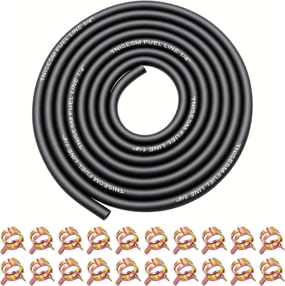 1/4 Inch ID Fuel Line Hose 10Ft + 20 Hose Clamps for Small Gas Engines.