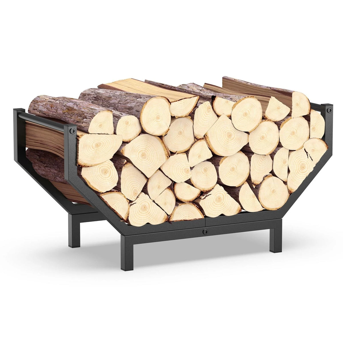Indoor Outdoor Firewood Rack,Rustproof Metal Fireplace Wood Rack,Curved Lagre-Ca