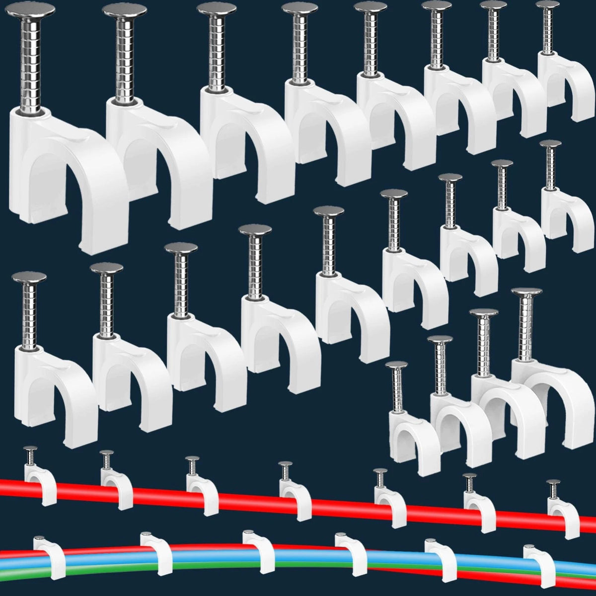 400 Pcs Nail In Cable Clips 4/6/8/10mm Ethernet Wire Wall Clips CAT6 RG6