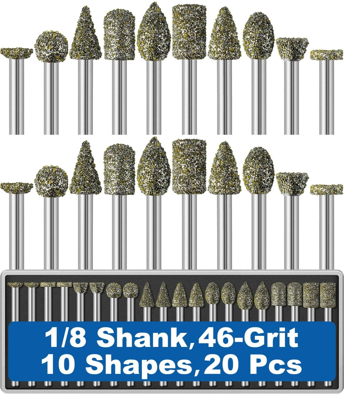 20Pcs 46-Grit Diamond Grinder Bit 1/8