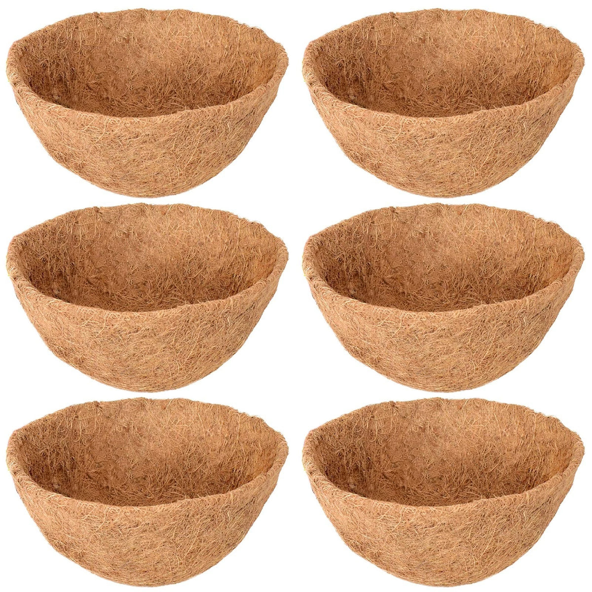 6 Pack 14 Inch Hanging Basket Coco Liners Replacement 100% Natural Round Coconut
