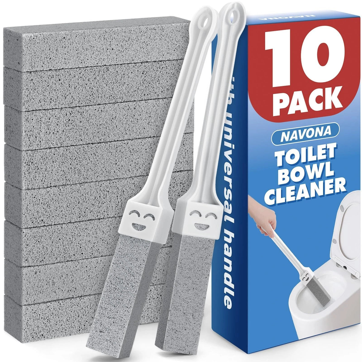 10 Pack Pumice Stone Toilet Bowl Cleaner with 2 Extra Long Handle,Pumice Ston...