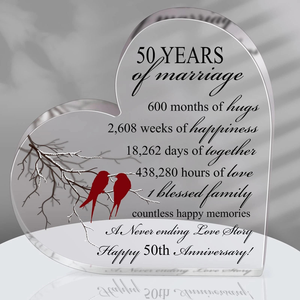 50Th Years of Marriage Gift Wedding Anniversary Souvenir Heart Marriage Keepsake