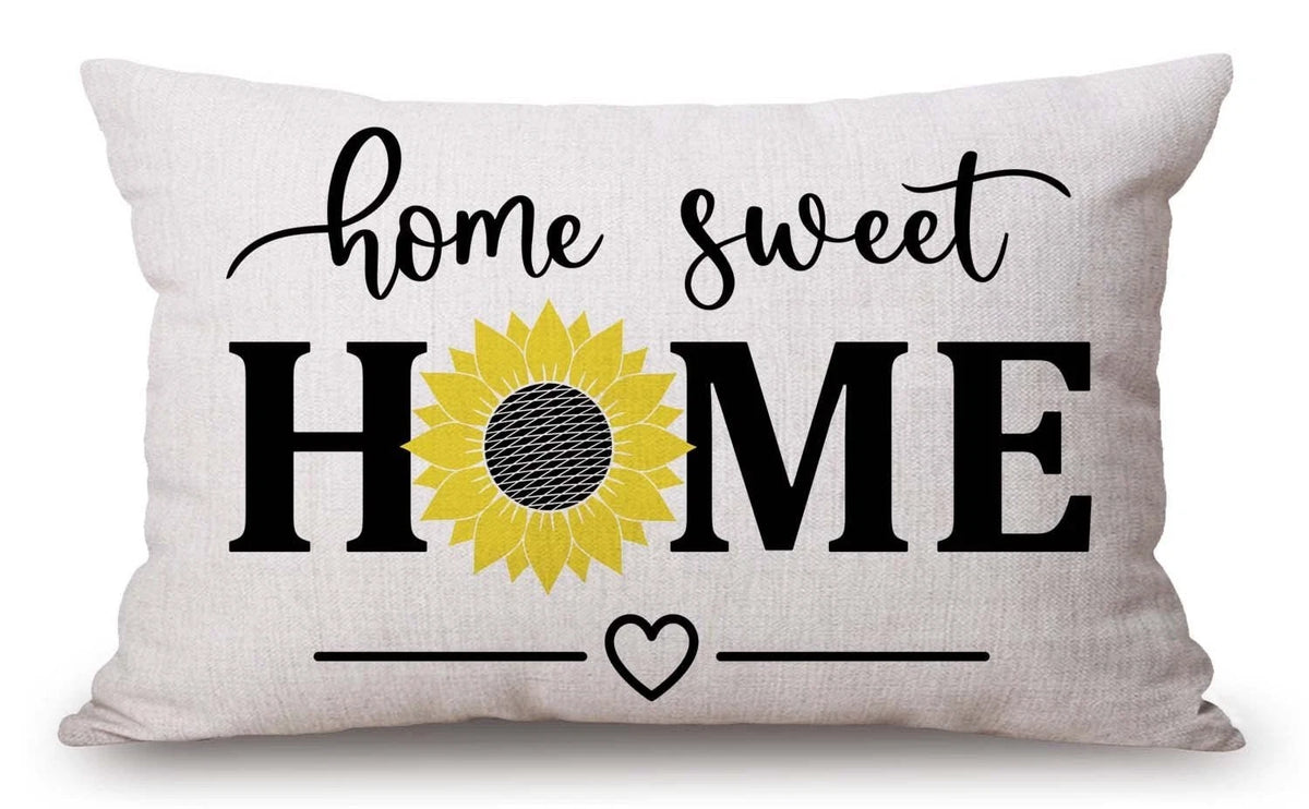 Sweet Home Quotes Farmhouse Pillow Covers, 12x20 Inch, Decorative Throw Jcp220