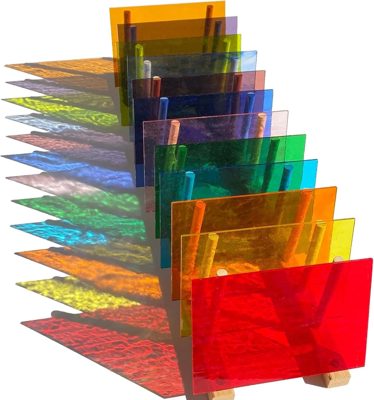 12 Sheets Transparent Stained Glass Sheet Variety 4 x 6 inches,