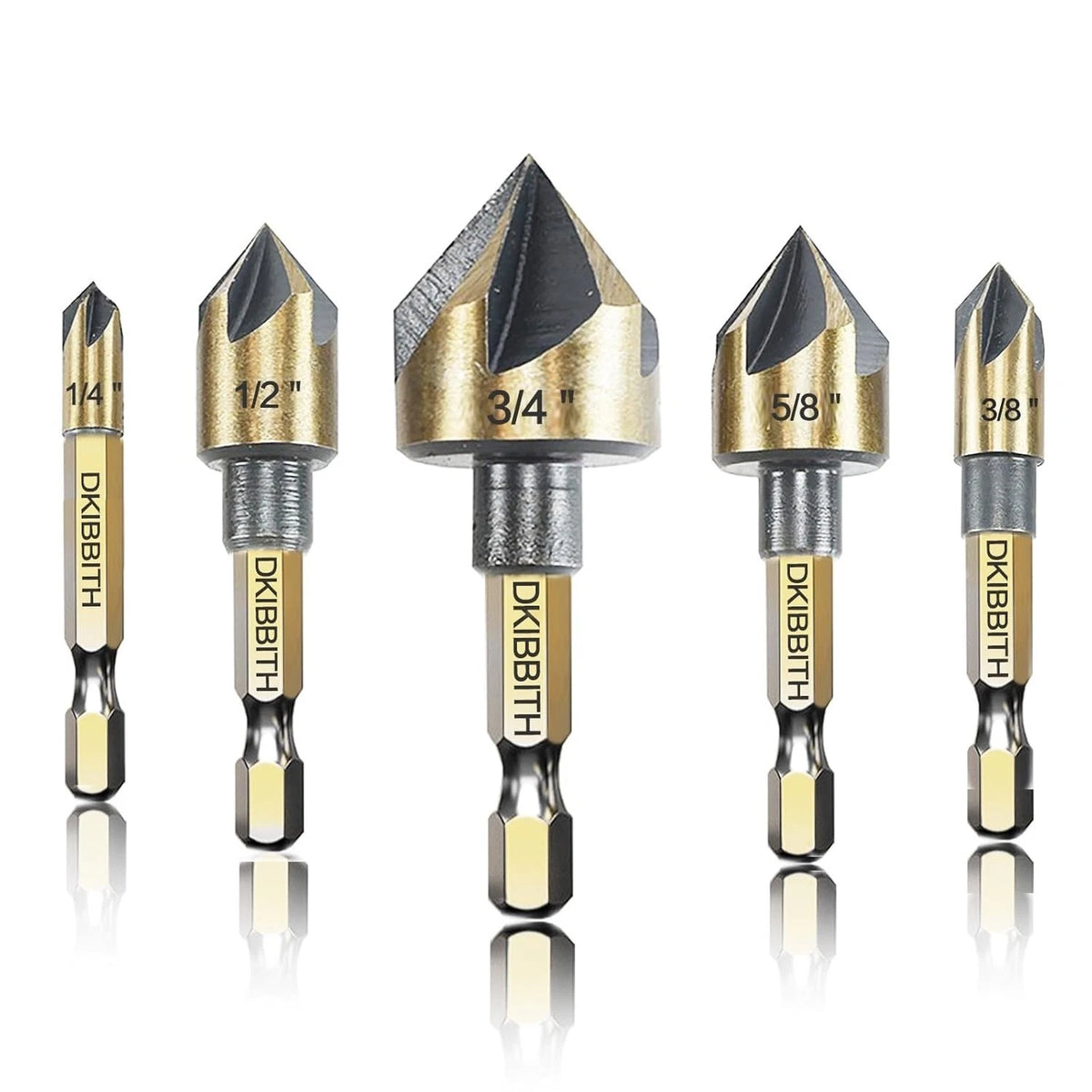 Countersink Drill Bit Set, 5Pc, 1/4