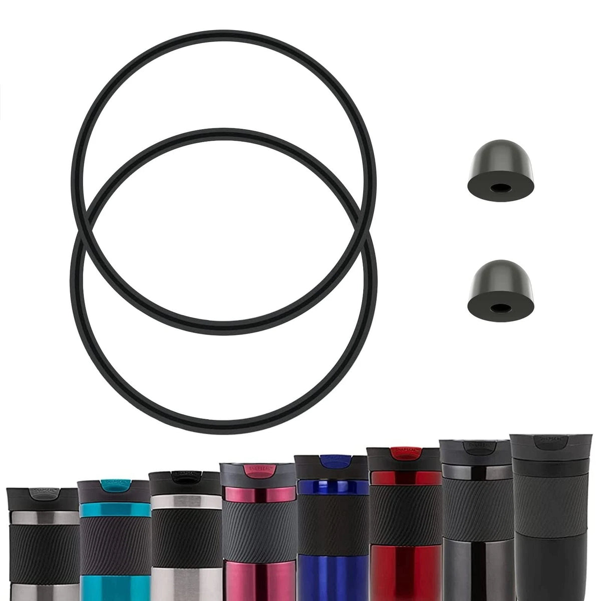 BOSORIO 2 Gaskets and 2 Stoppers Compatible with Contigo Snapseal Byron Black