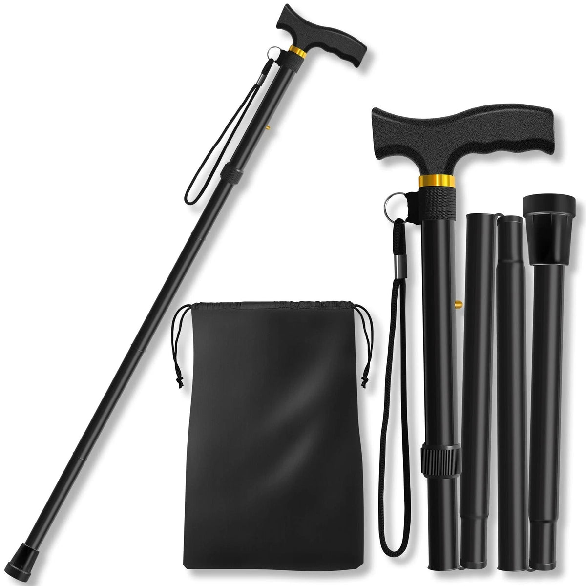 Folding Cane, Walking Poles with Adjustable Height, Canes for Men, Women and for