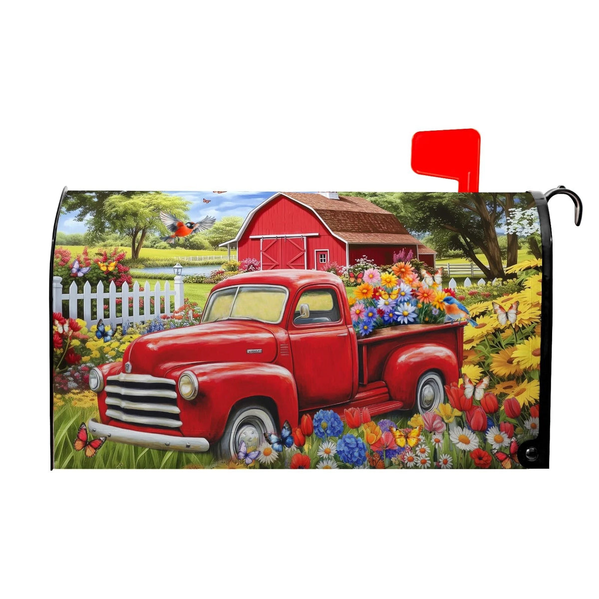 Red Truck Mailbox Cover Summer Mailbox Covers Magnetic spring summer red truck