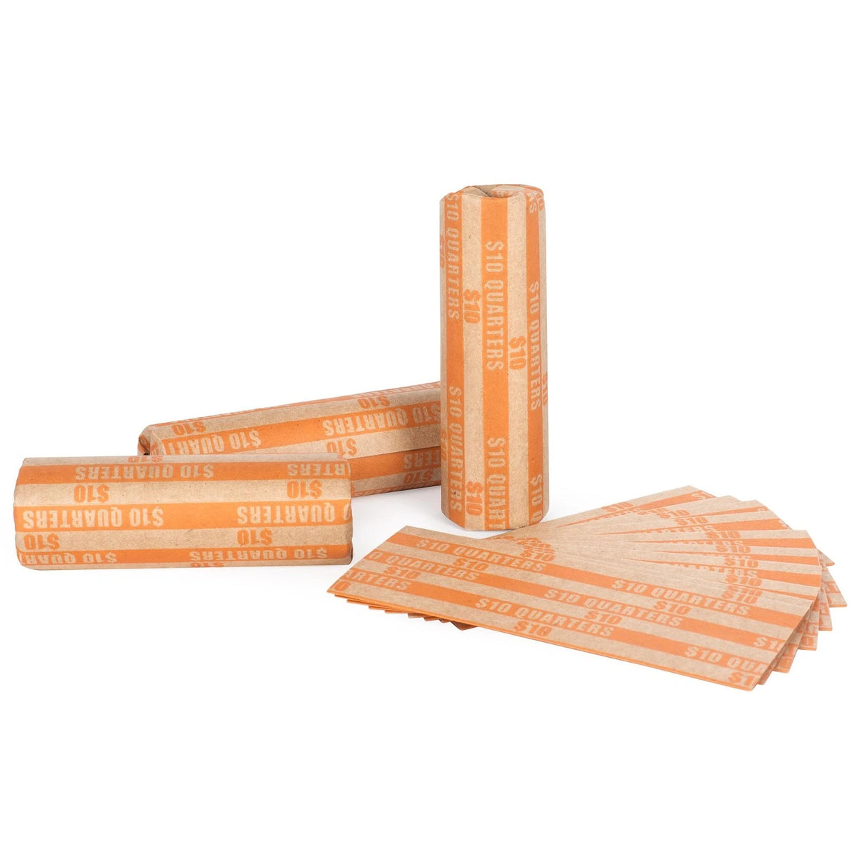 Orange Quarter Coin Roll Wrappers 100pcs Coin Wrappers Quarters Only Coin Roll