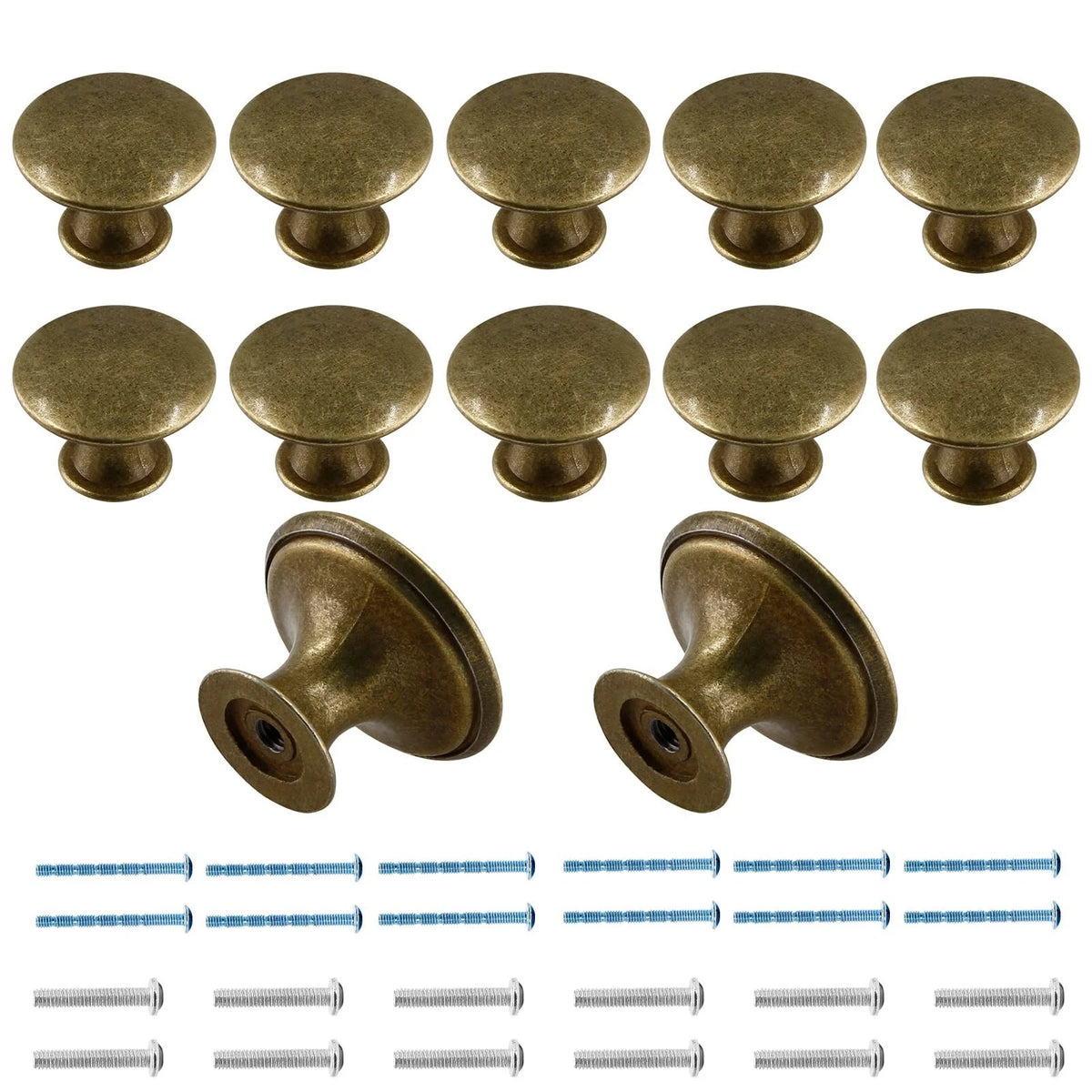 12 Pcs Cabinet Knobs Metal Drawer Knobs Round Dresser Handle 12 Pack Brass