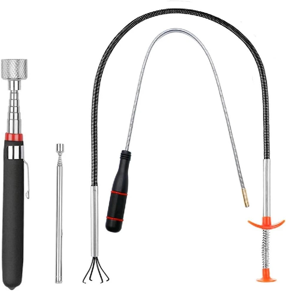 4 Pack Telescoping Magnetic Pickup Tools Flexible Grabber Claw & Magnet Set