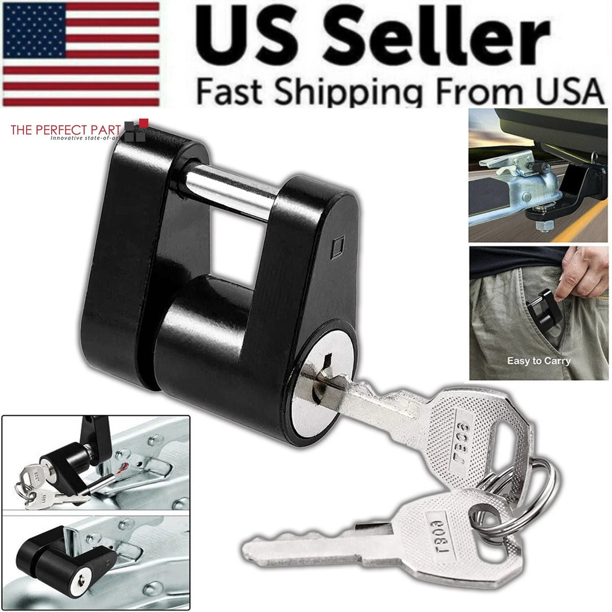 Trailer Hitch Coupler Lock Dia 1/4