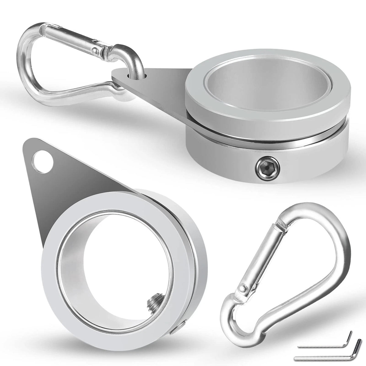Flagpole Rings Aluminum Alloy 360° Rotating Anti-Wrap Clips for 1.02-1.25 Inc...