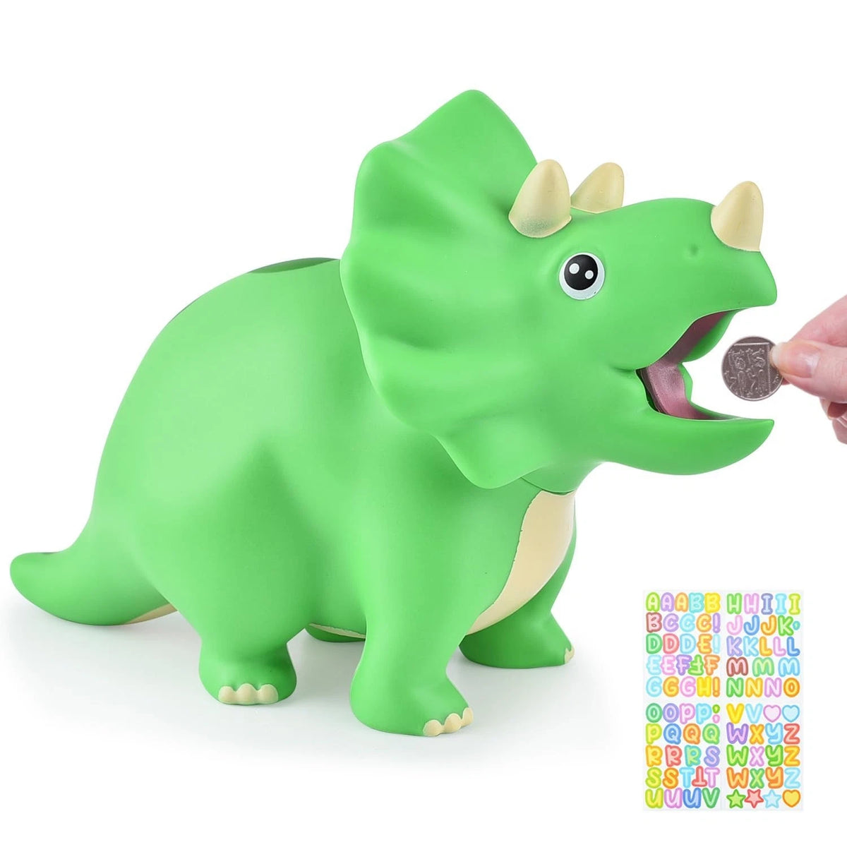 Dinosaur Piggy Bank ? Unbreakable Plastic Money Coin Bank for Kids, Green