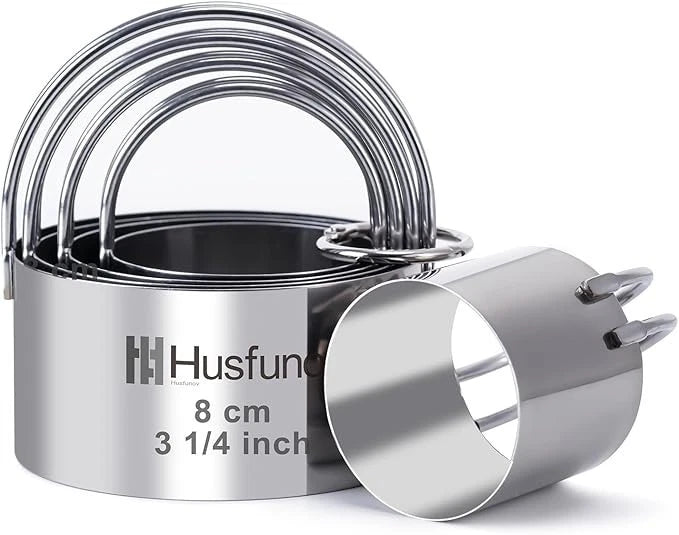 Biscuit Cutter Set Round Cookie Cutters with Handle 5 Pieces Stainless Steel New