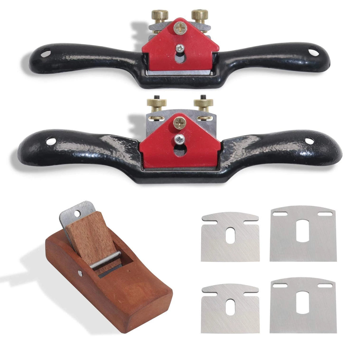 Adjustable SpokeShave 2pcs with Flat Base 6pcs Metal Blade Portable