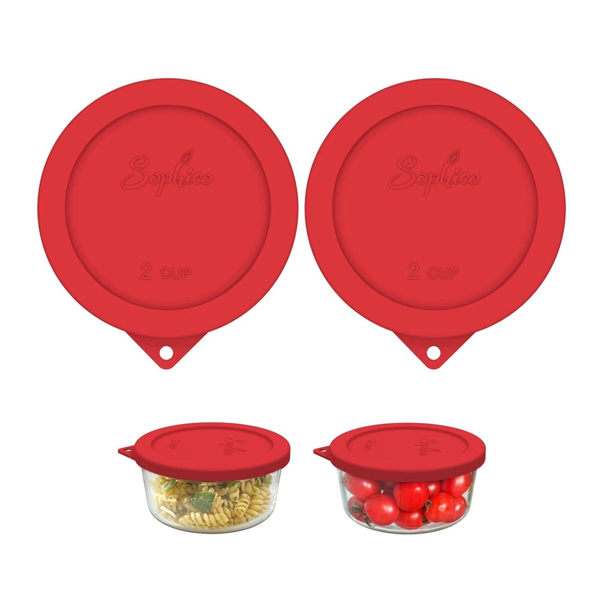 2 Cup Round Silicone Storage Cover Lids Replacement for Anchor Hocking and Pyrex