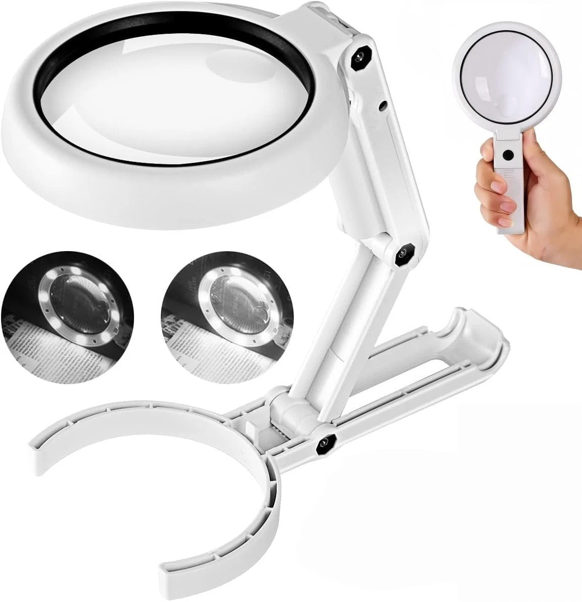 Magnifying Glass with Light and Stand, 3.55 Inch Large Lens with Lightweight Fol