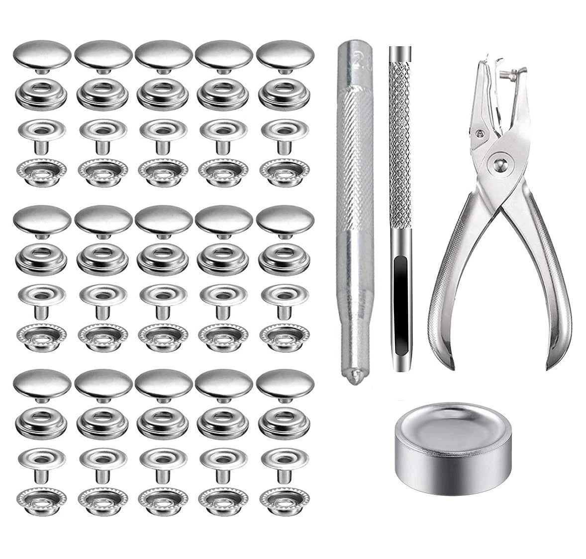 200 Pieces Stainless Steel Snap Fastener Kit, BetterJonny 15mm Heavy Duty Sna...
