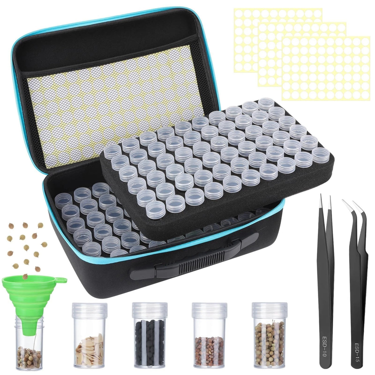 XLSXEXCL120 Slots Seed Storage Organizer Sturdy A-120 Slots, Blue