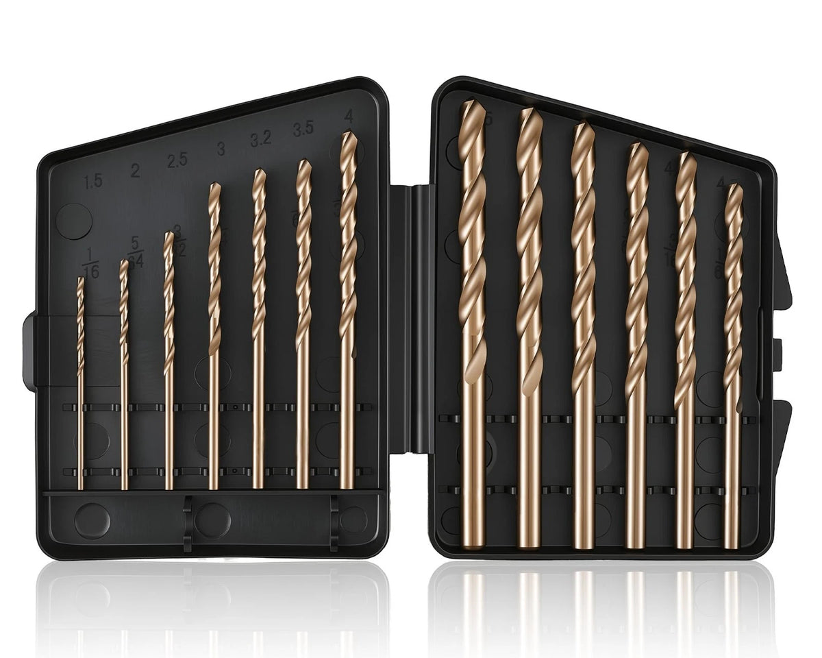 13pcs Cobalt Drill Bit Set, M35 High Speed Steel Drill Bit Set (1/16