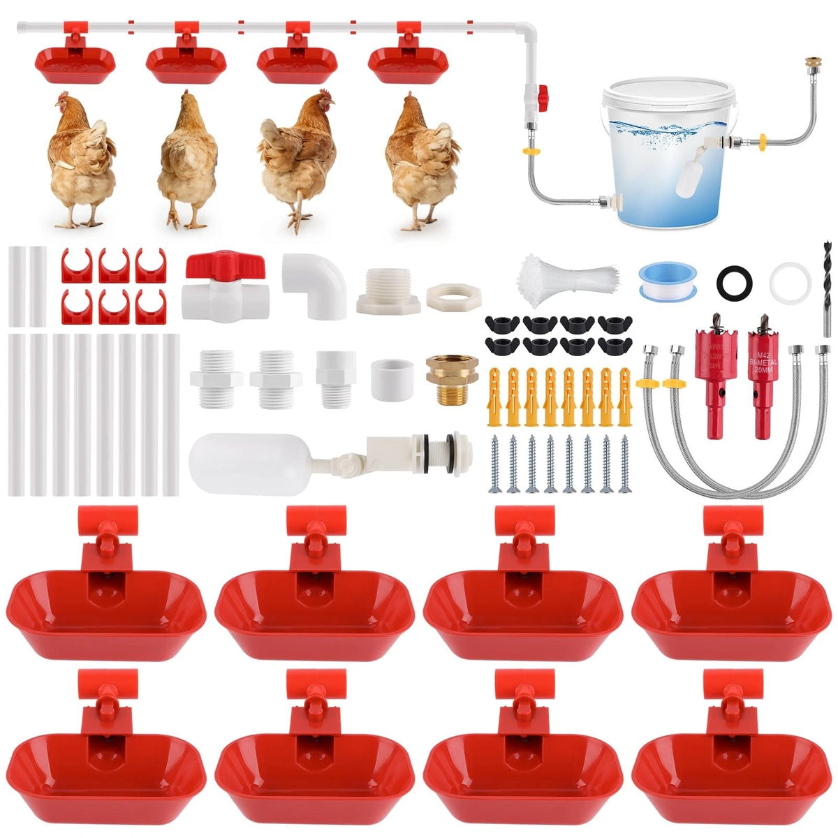 Complete Set Automatic Chicken Drinking System Upgraded Extra Large Poultry