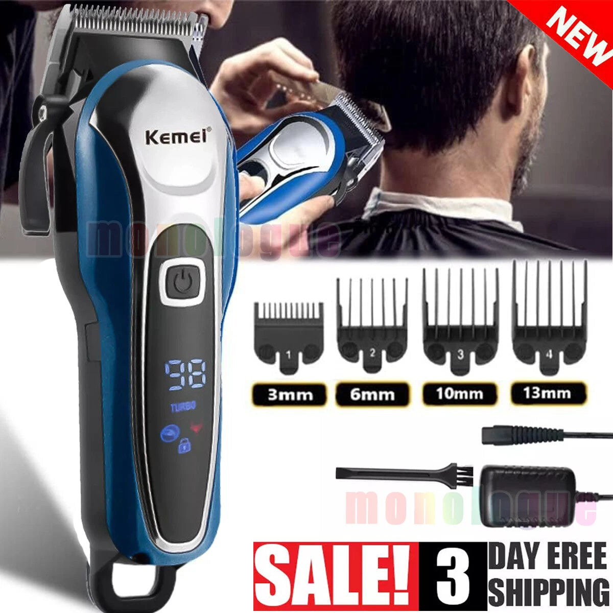 Kemei-1900/1995 Hair Trimmer & Clipper Cordless Electric Cutting Machine US SHIP