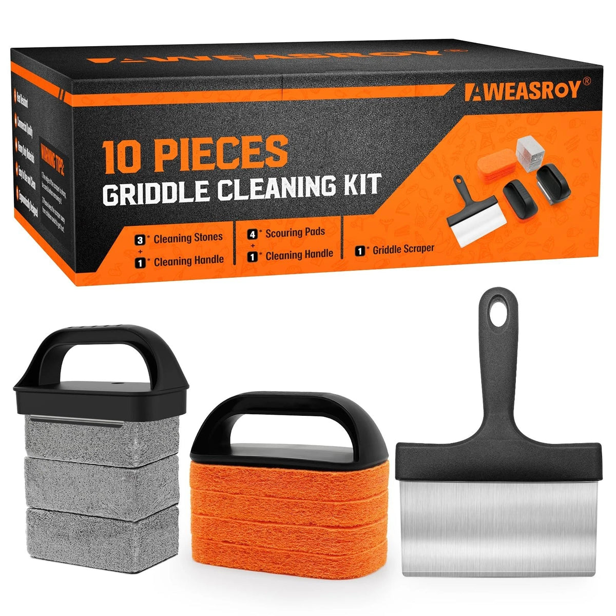 Griddle Cleaning Kit for Blackstone, Flat Top Grill Cleaning Kit with Grill Ston