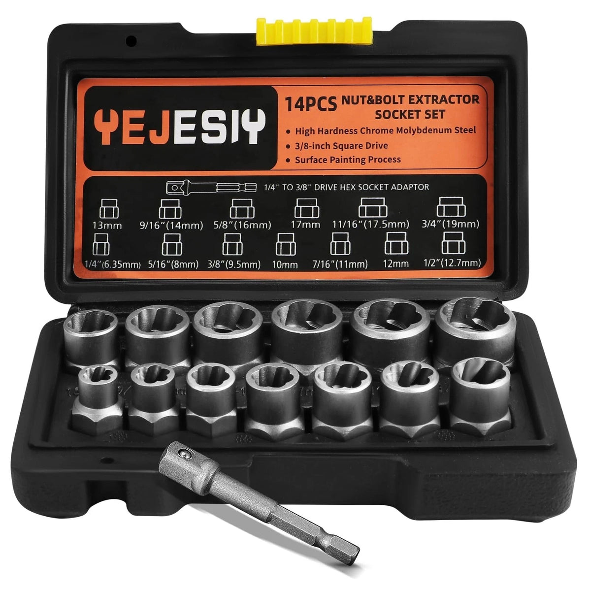 14PCS Bolt Extractor Kit Stripped Socket Set 3 8 Adapter Easy Out Remover Tools