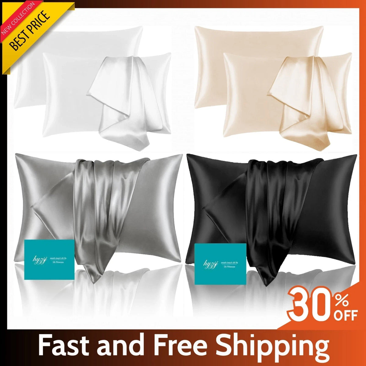 All Sizes, All colors Satin Pillowcase (2 Pack) for Hair Skin Silk Pillow Case