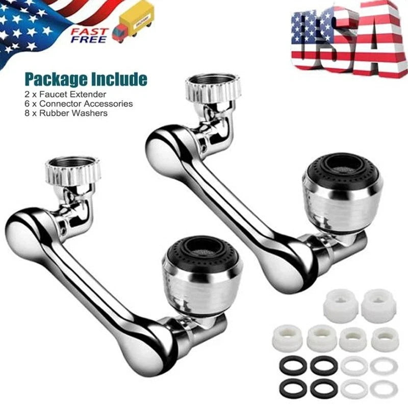 2 Pack Universal 1080° Swivel Robotic Arm Swivel Extension Abs Faucet Aerator