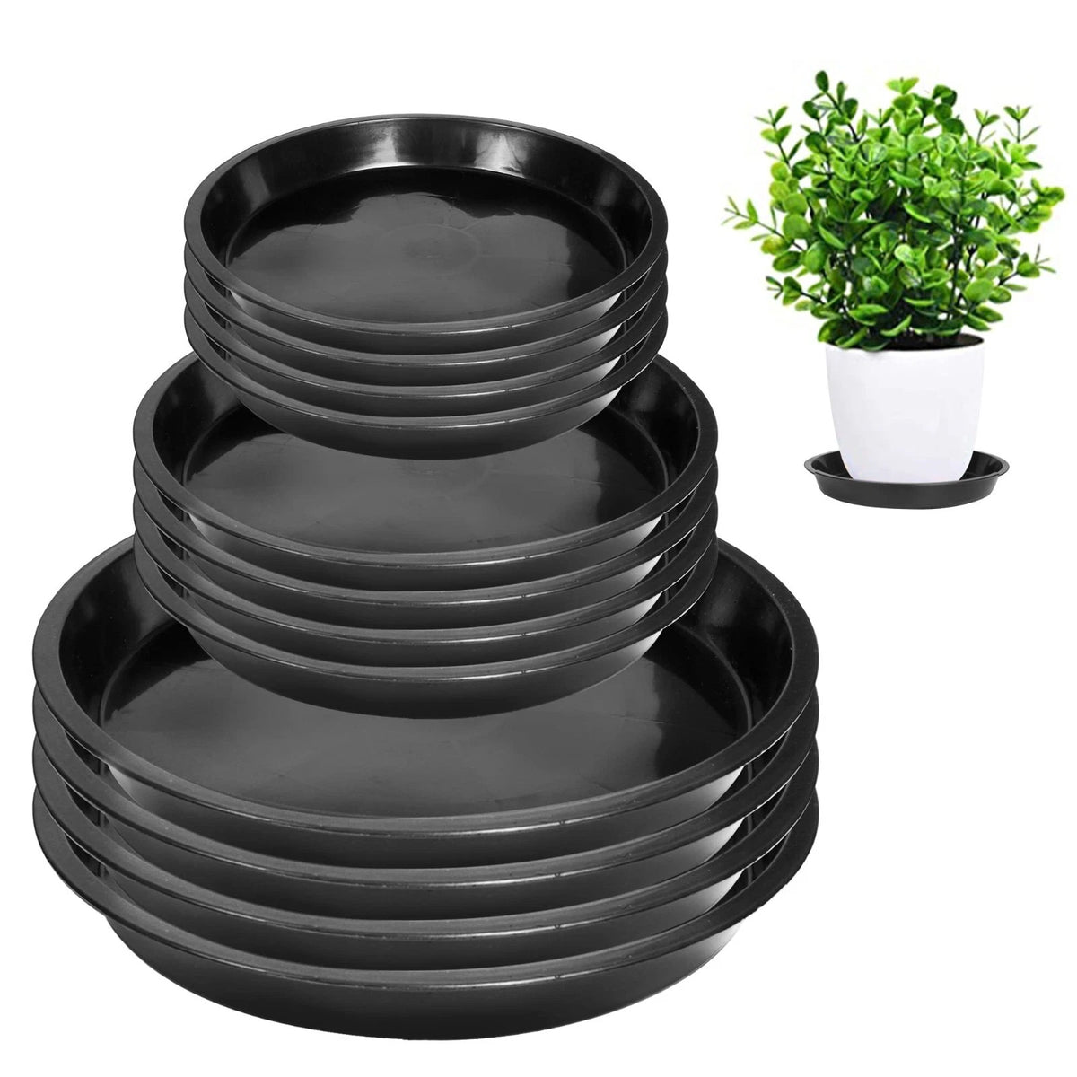 12Pack Plant Saucer - 6 8 10 Inch Plant Tray Round Plastic Plant Drip Trays f...